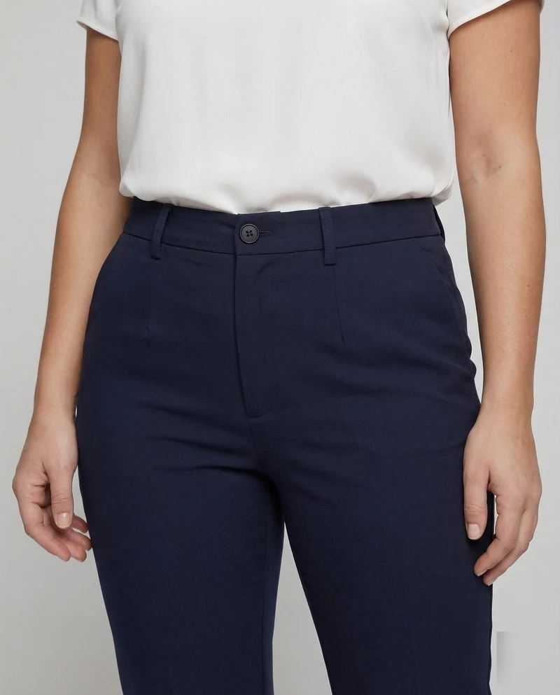 Damen Hochtaillen-Stretchhose Bügelfalte