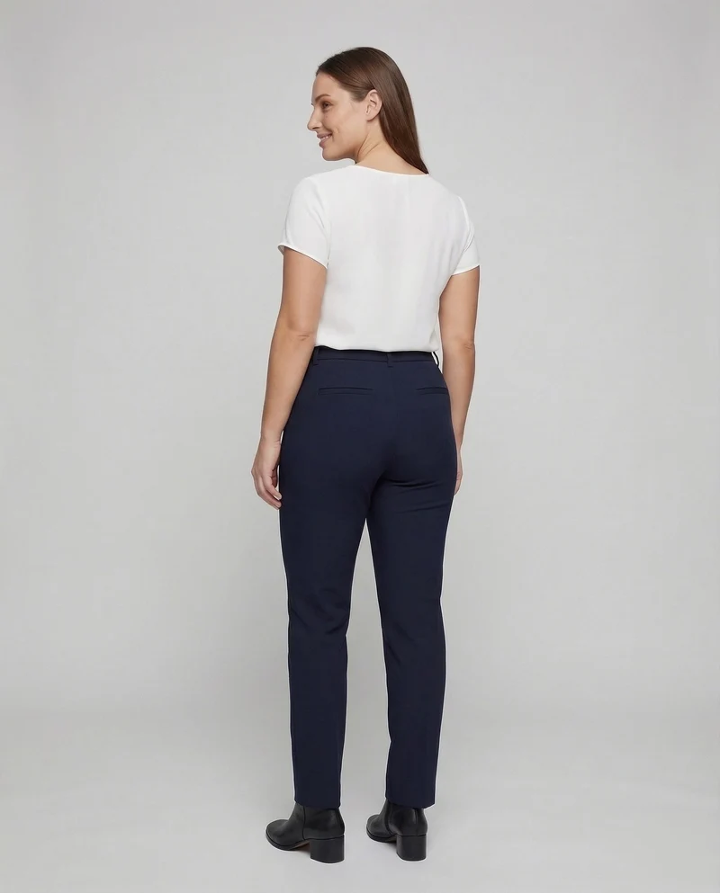 Damen Hochtaillen-Stretchhose Bügelfalte