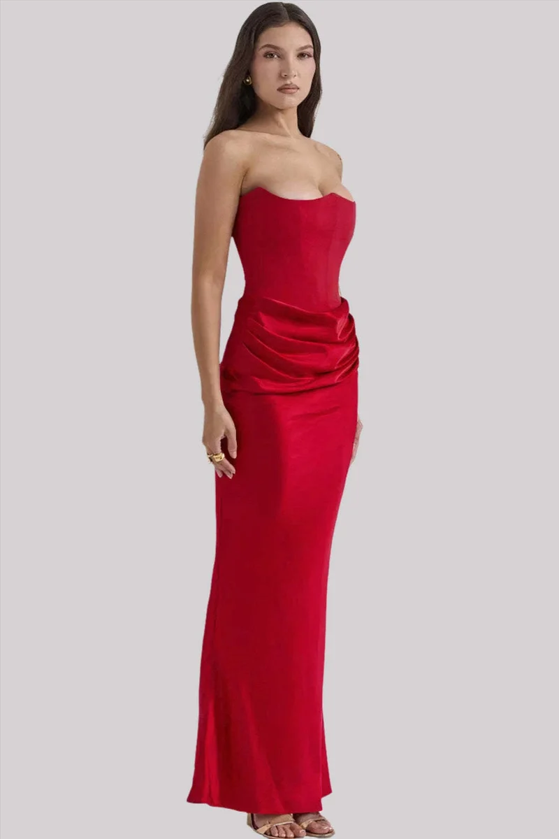 Damen Elegantes Abendkleid mit tiefem Dekolleté und drapierten Details