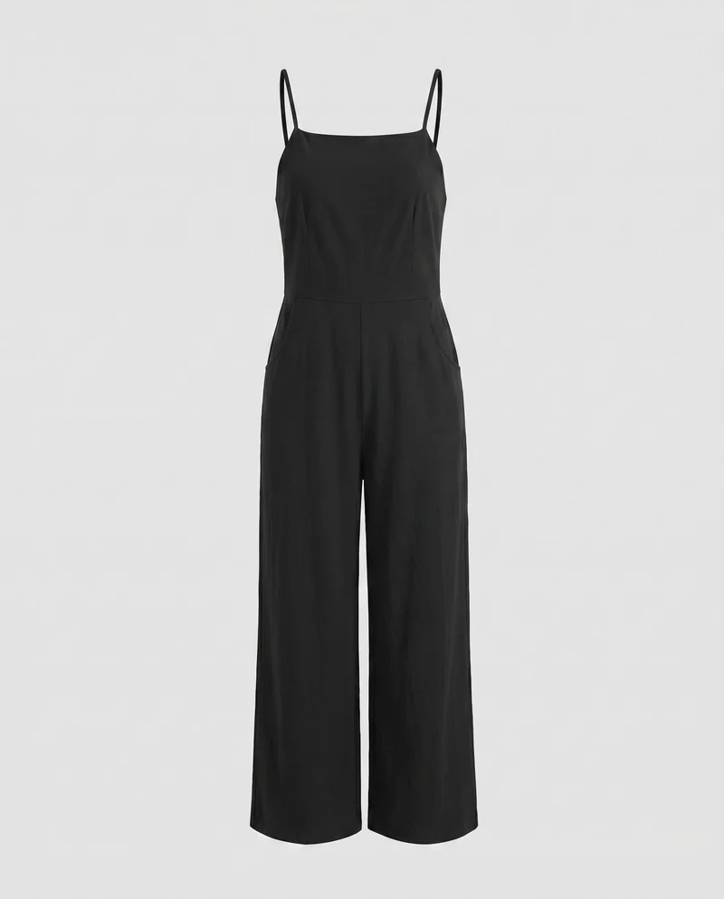 Damen Jumpsuit mit feinen Spaghettiträgern und Taschen