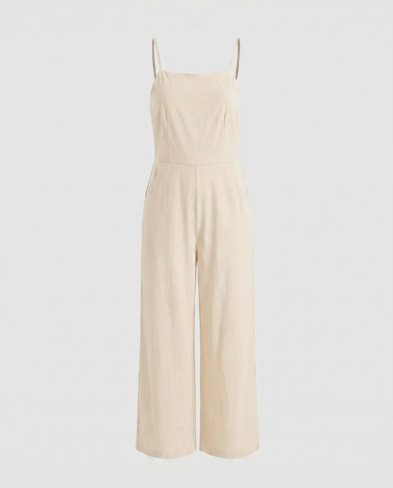 Damen Jumpsuit mit feinen Spaghettiträgern und Taschen