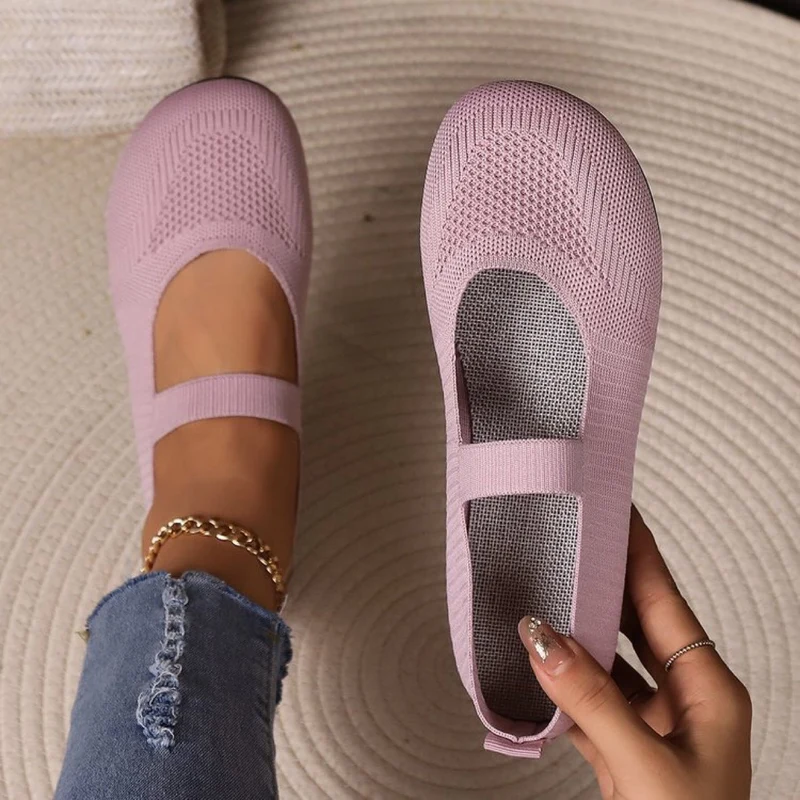 Damen elastische Ballerinas mit komfortablem Fußbett