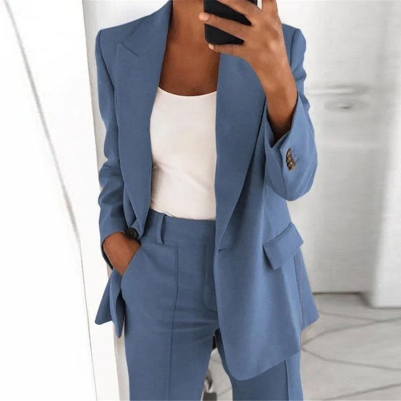 Damen nan Business-Blazer-Set mit strukturierter Oversize-Silhouette, Reverskragen und Bundfaltenhose