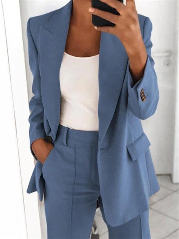 Damen nan Business-Blazer-Set mit strukturierter Oversize-Silhouette, Reverskragen und Bundfaltenhose