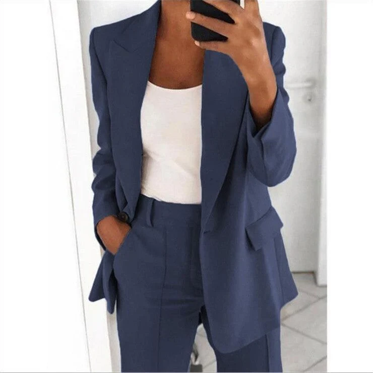 Damen nan Business-Blazer-Set mit strukturierter Oversize-Silhouette, Reverskragen und Bundfaltenhose