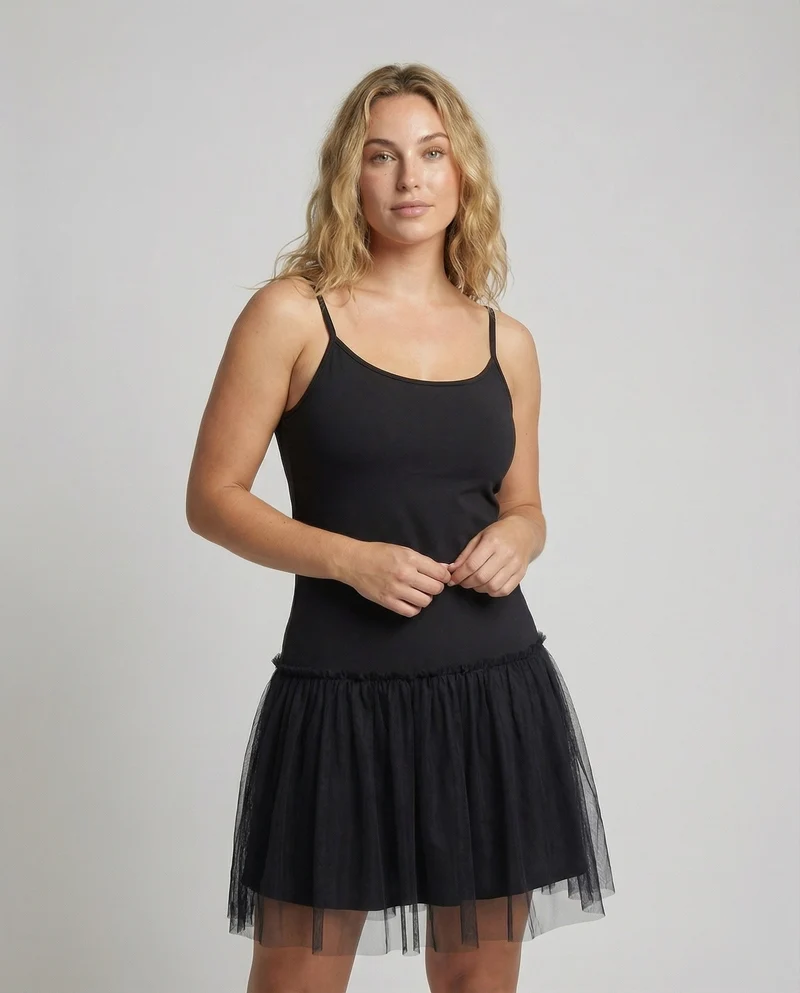 Damen Mehrlagige Tüll MischgewNord Taschene Camisole-Kleid