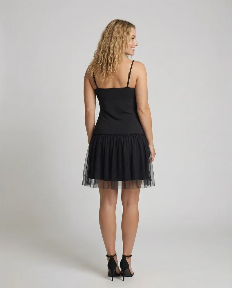 Damen Mehrlagige Tüll MischgewNord Taschene Camisole-Kleid