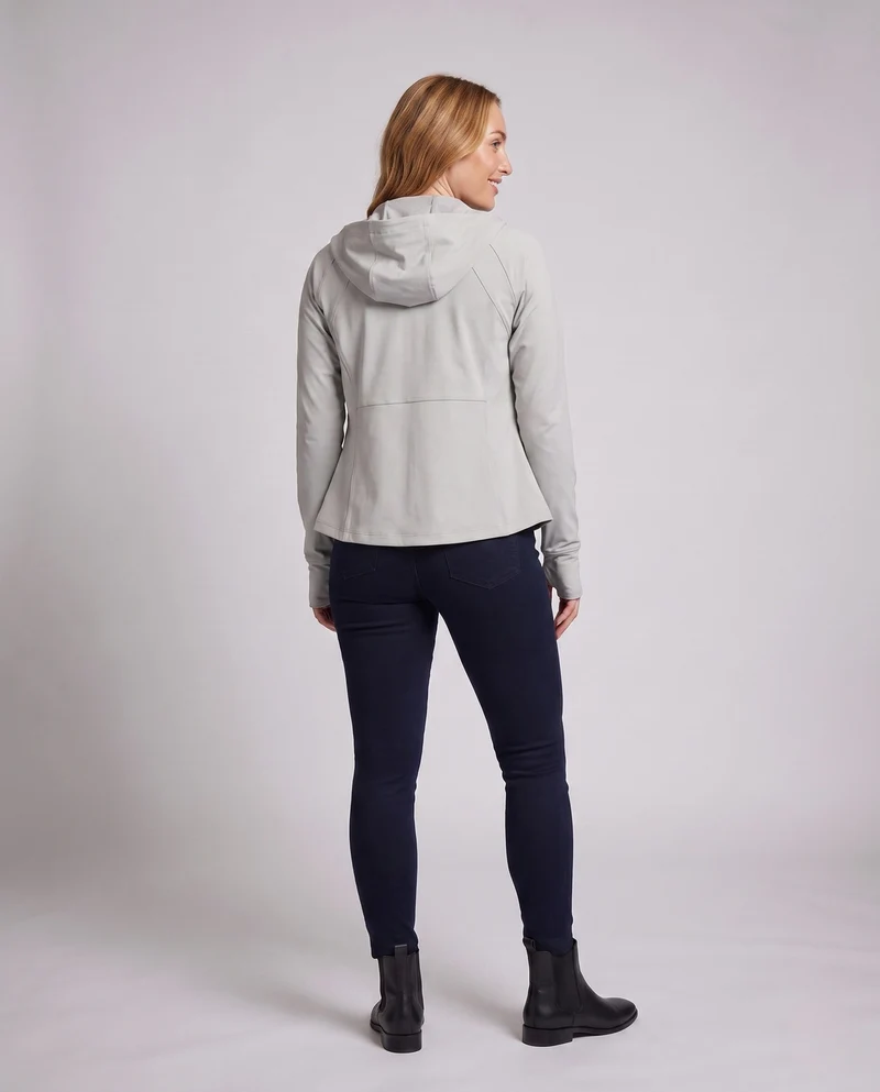 Damen nan ultraleichte atmungsaktive Softshell Kapuzenjacke mit verlängertem Nackenschutz Nord Taschen