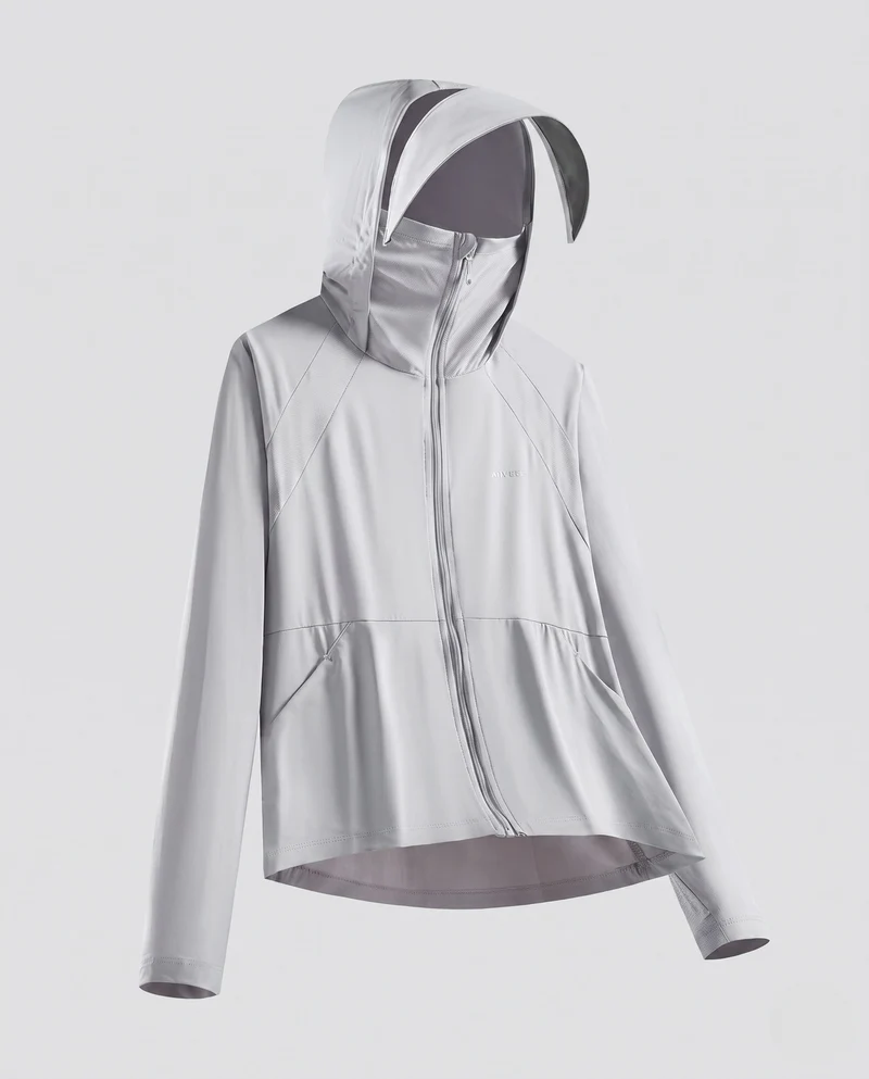 Damen nan ultraleichte atmungsaktive Softshell Kapuzenjacke mit verlängertem Nackenschutz Nord Taschen