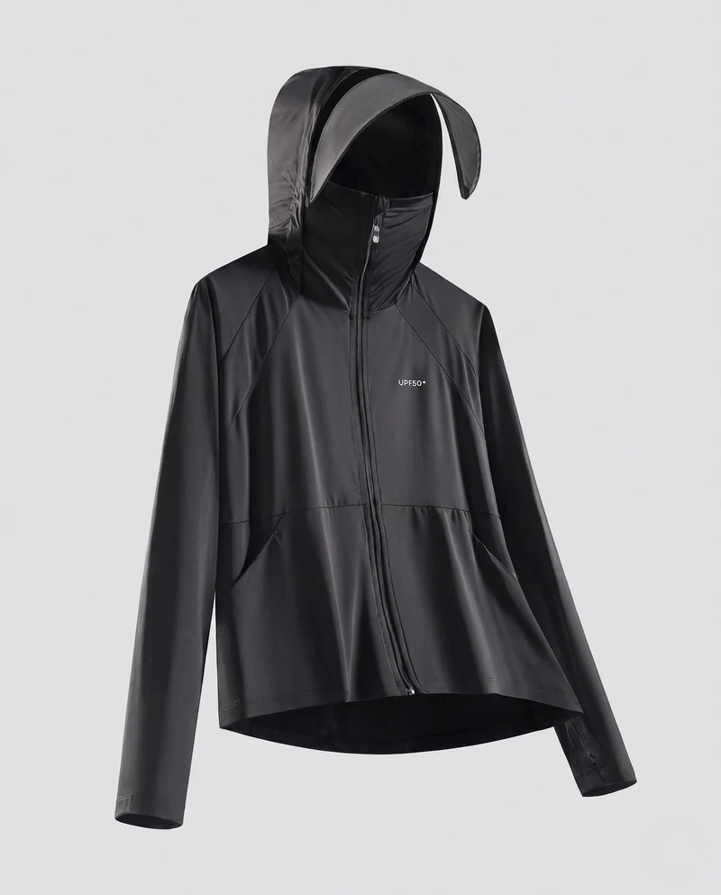 Damen nan ultraleichte atmungsaktive Softshell Kapuzenjacke mit verlängertem Nackenschutz Nord Taschen