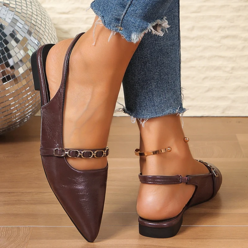 Damen Elegante Slingback-Ballerinas mit modischem Kettenakzent Nord Taschen