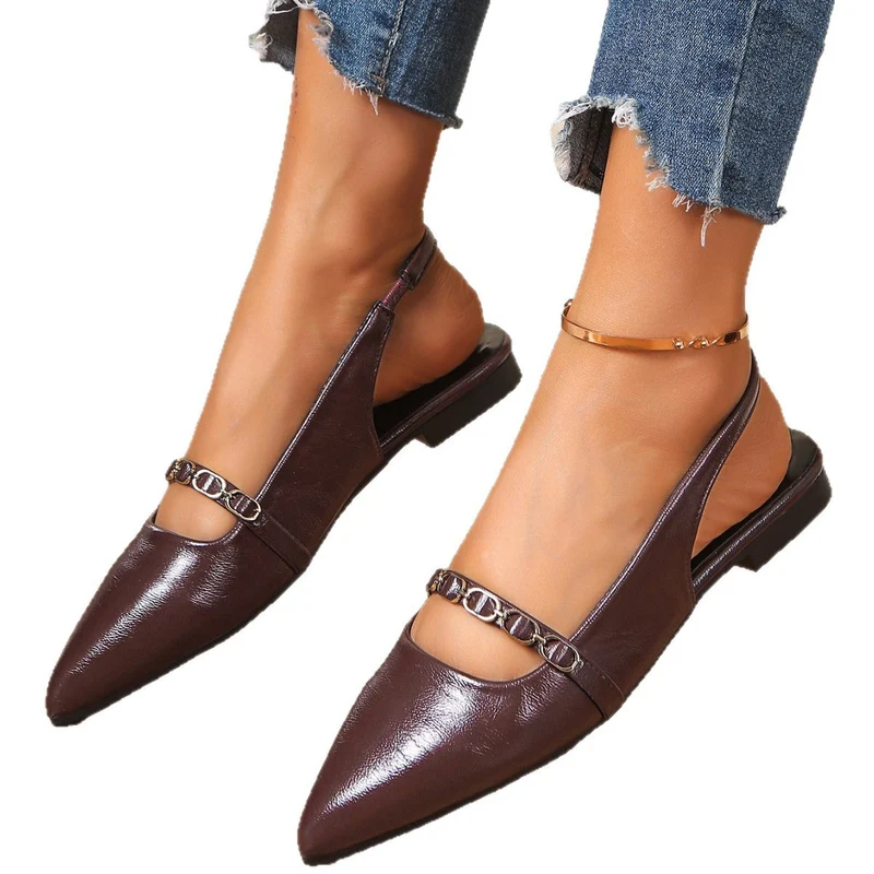 Damen Elegante Slingback-Ballerinas mit modischem Kettenakzent Nord Taschen