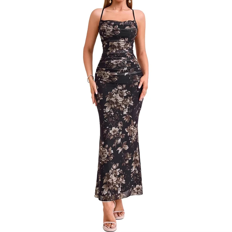 Damen Eingehülltes Abendkleid mit trägerlosem Design und Raffungen Nord Taschen