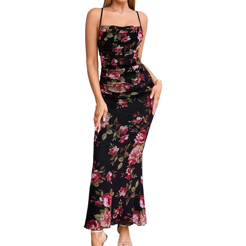 Damen Eingehülltes Abendkleid mit trägerlosem Design und Raffungen Nord Taschen