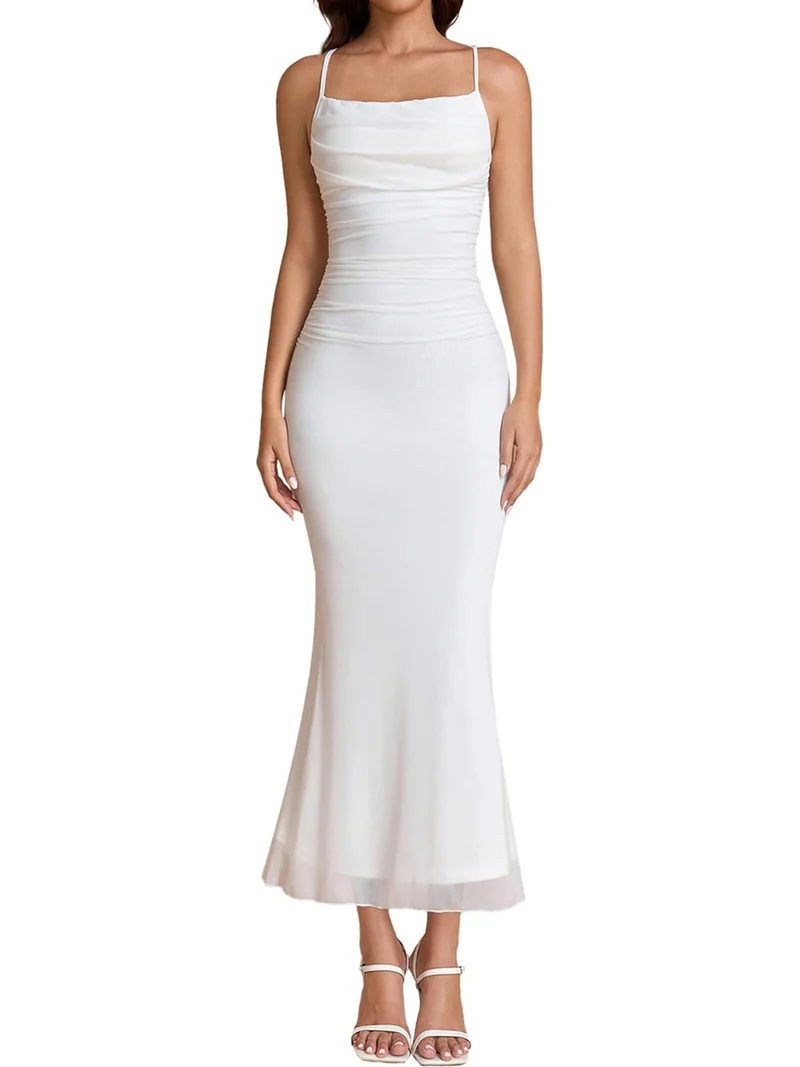 Damen Eingehülltes Abendkleid mit trägerlosem Design und Raffungen Nord Taschen