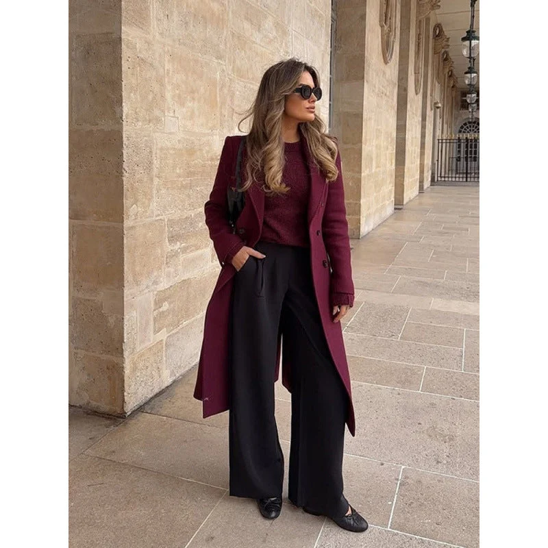 Damen Wool Blend Longcoat Nord Taschen