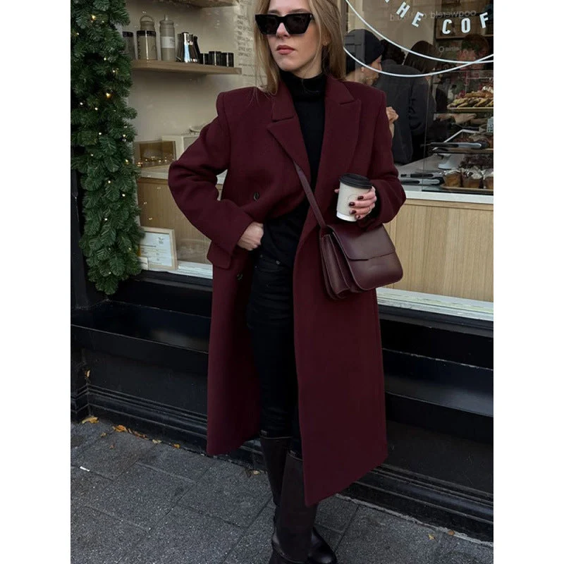 Damen Wool Blend Longcoat Nord Taschen