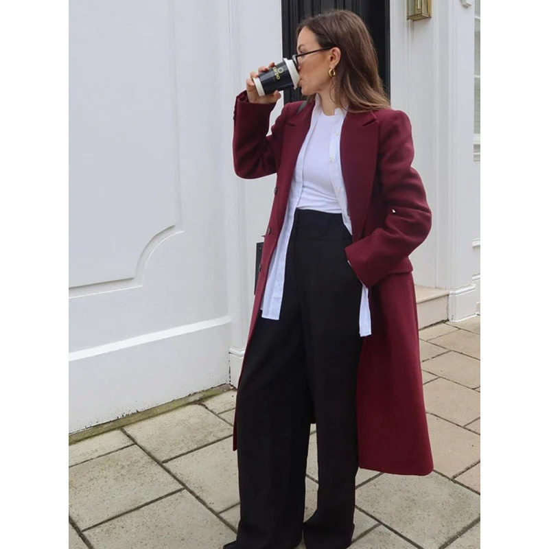 Damen Wool Blend Longcoat Nord Taschen