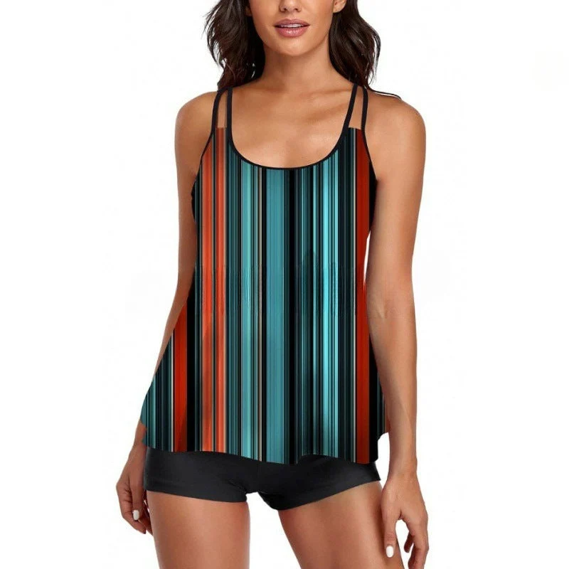 Damen Sportliches Tankini-Set mit bequemem Shorts und verstellbaren Trägern Nord Taschen