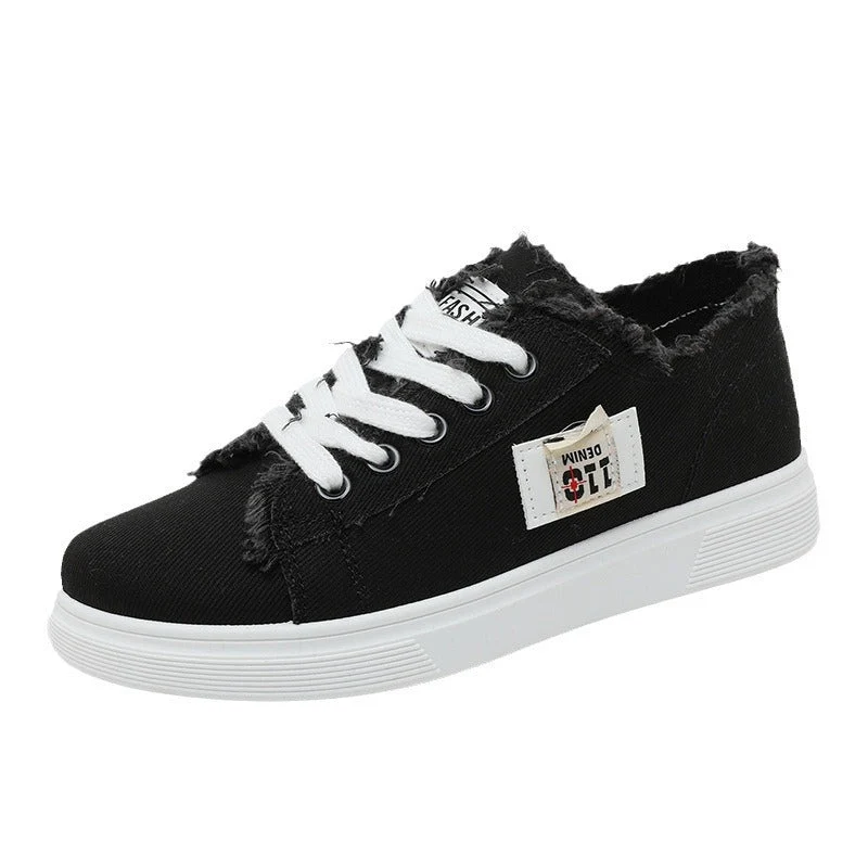 Damen lässige Sneaker mit modischem Used-Look und elastischem Schnürsystem