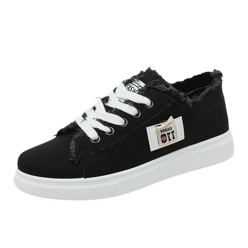 Damen lässige Sneaker mit modischem Used-Look und elastischem Schnürsystem