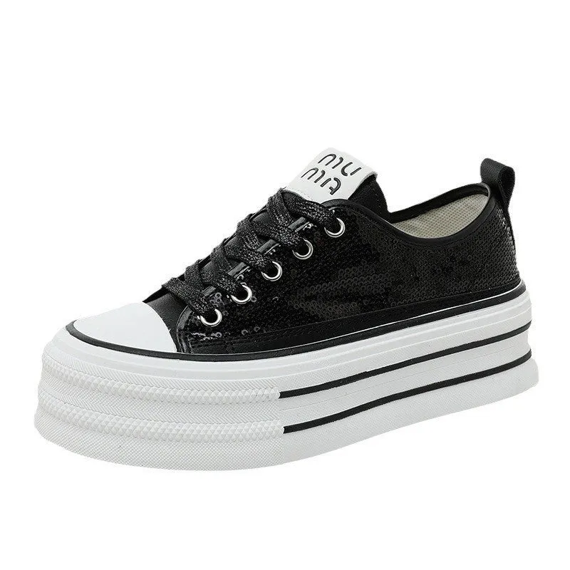 Damen Glitzernde Plateau Sneakers mit komfortablem Design