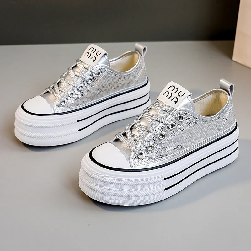 Damen Glitzernde Plateau Sneakers mit komfortablem Design
