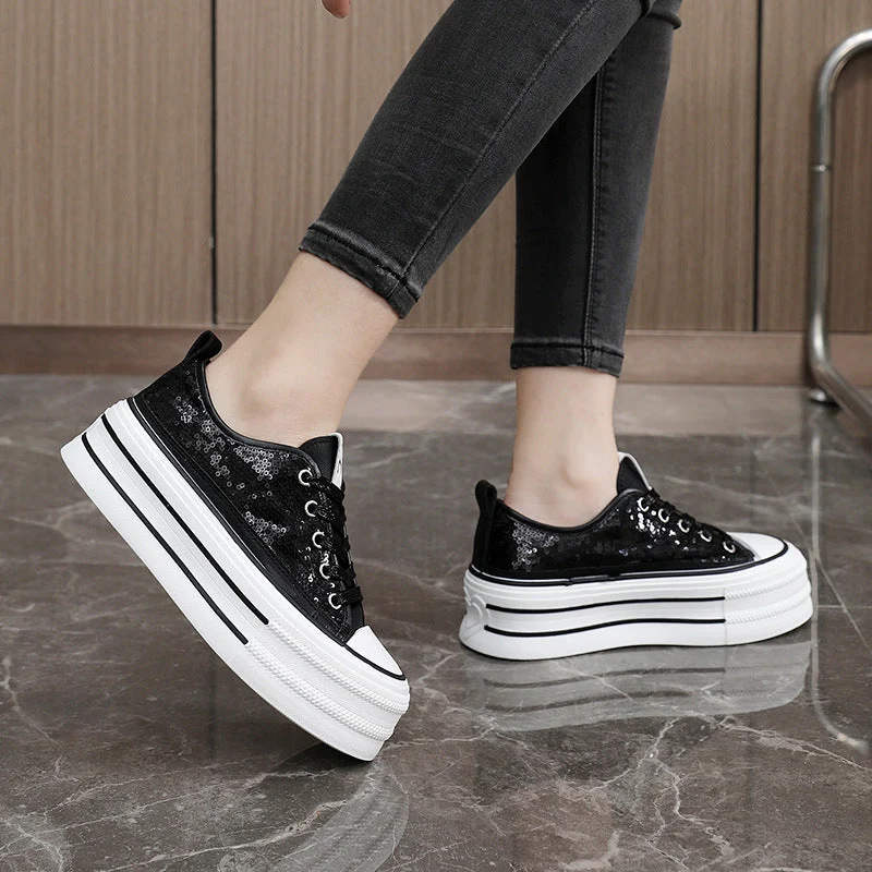 Damen Glitzernde Plateau Sneakers mit komfortablem Design