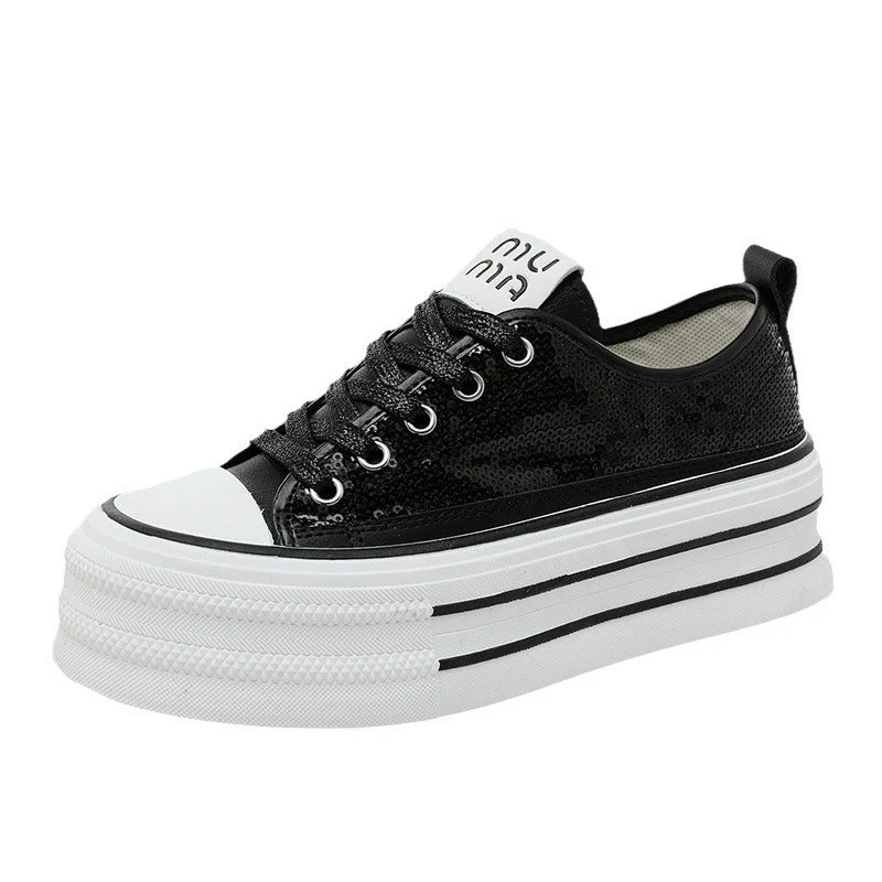 Damen Glitzernde Plateau Sneakers mit komfortablem Design