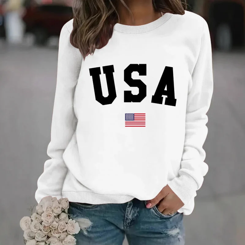 Damen Sweatshirt mit modernem USA-Statement und gemütlicher Passform