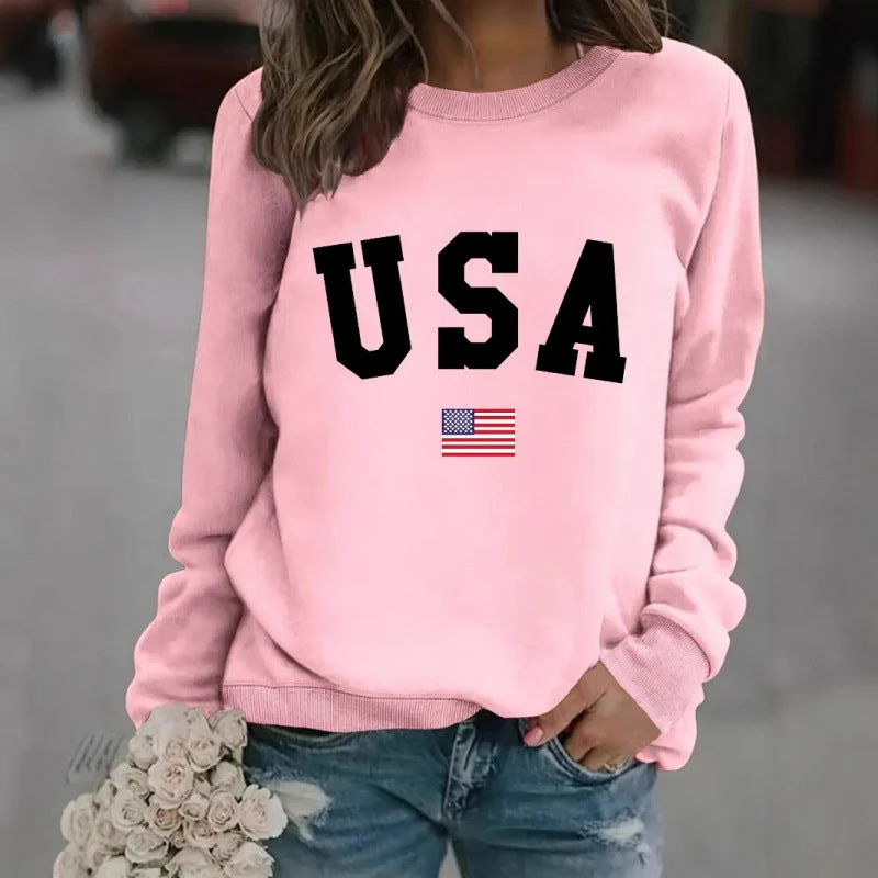 Damen Sweatshirt mit modernem USA-Statement und gemütlicher Passform