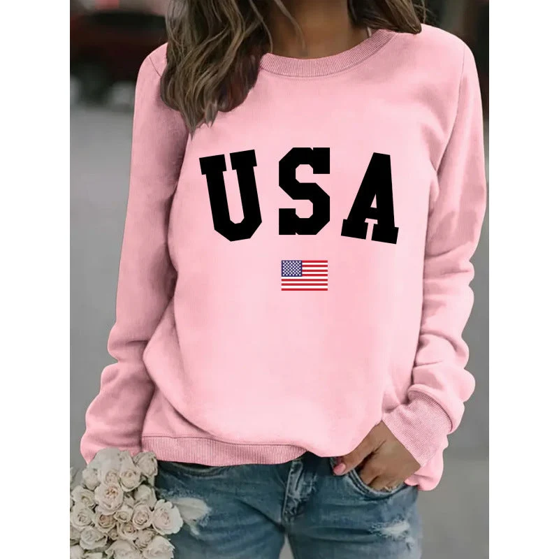 Damen Sweatshirt mit modernem USA-Statement und gemütlicher Passform