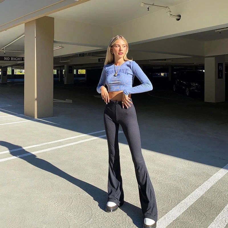 Damen Flared Leggings mit hohem Bund und komfortablem Stretch-Stoff