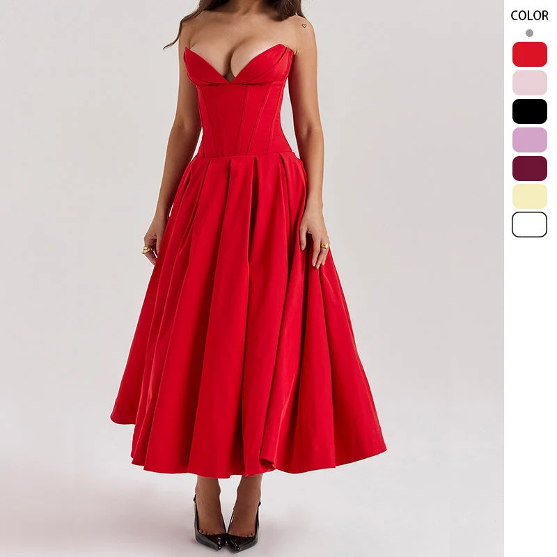 Damen A-Linien Abendkleid mit Korsett-Oberteil und schwingendem Rock