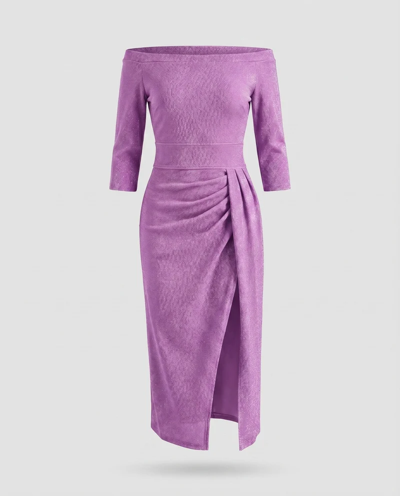 Damen Elegante Schimmernde Lurex-Optik Lurex-GewNord Taschene Midikleid