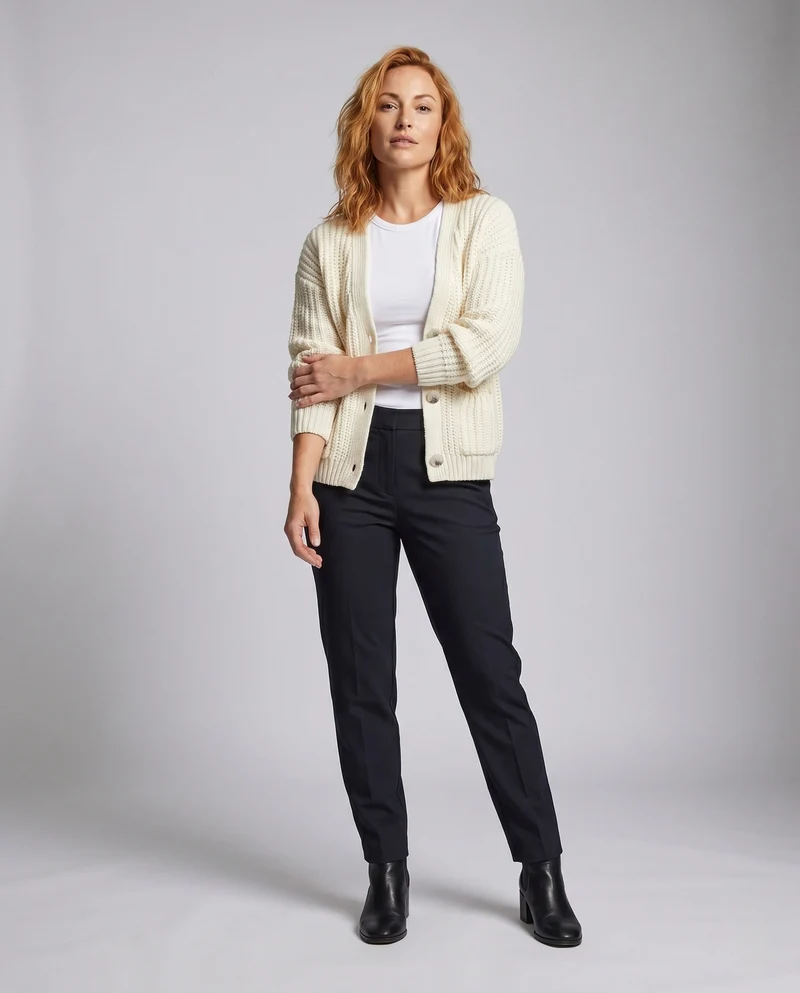 Damen Strickjacke mit großen Knit-Mustern und Taschen