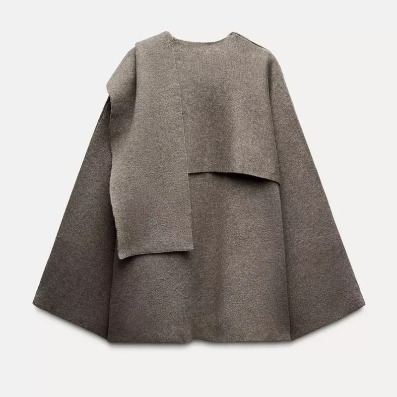 Oversized Wickelmantel - Wollmischung - Elegante Passform - Lange Weite Ärmel