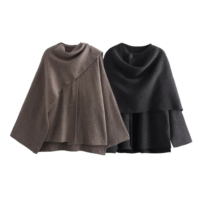 Oversized Wickelmantel - Wollmischung - Elegante Passform - Lange Weite Ärmel
