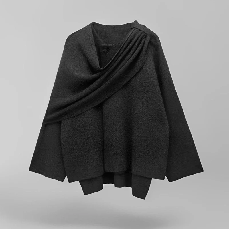 Oversized Wickelmantel - Wollmischung - Elegante Passform - Lange Weite Ärmel