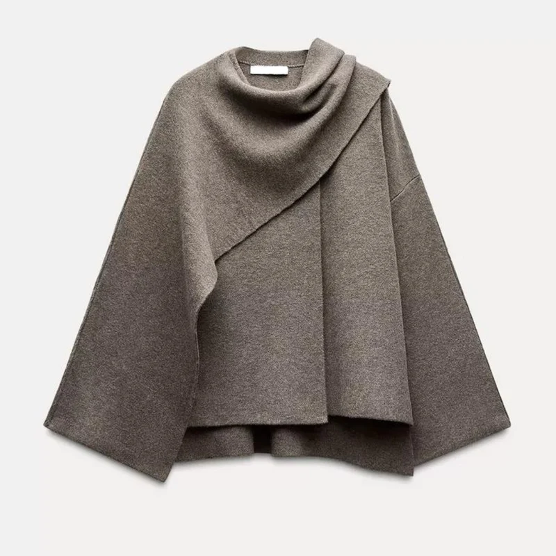 Oversized Wickelmantel - Wollmischung - Elegante Passform - Lange Weite Ärmel
