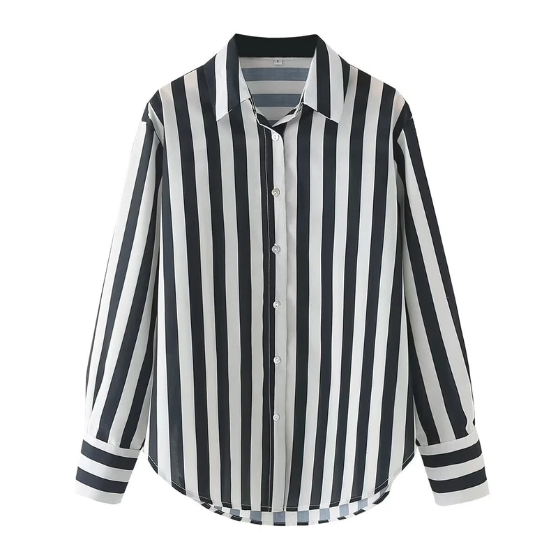 Damen elegante Bluse mit modernem Streifenmuster und klassischem Kragen
