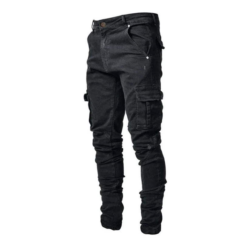 Herren Cargo Jeans im lässigen Design mit strukturierten Taschen
