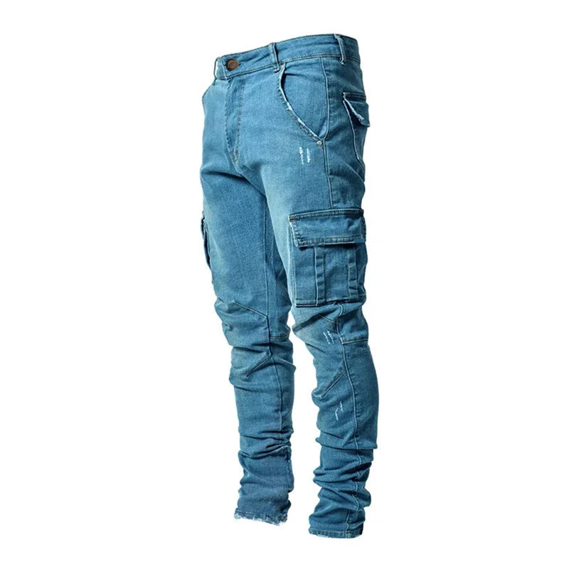 Herren Cargo Jeans im lässigen Design mit strukturierten Taschen