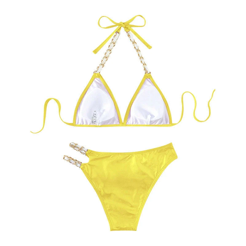 Damen glamouröser Triangel-Bikini mit Kettenakzenten