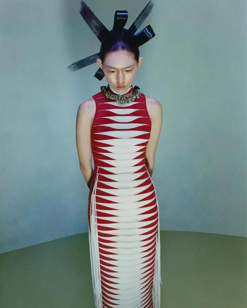 Damen körperbetontes Maxikleid mit Fransen und grafischem Design