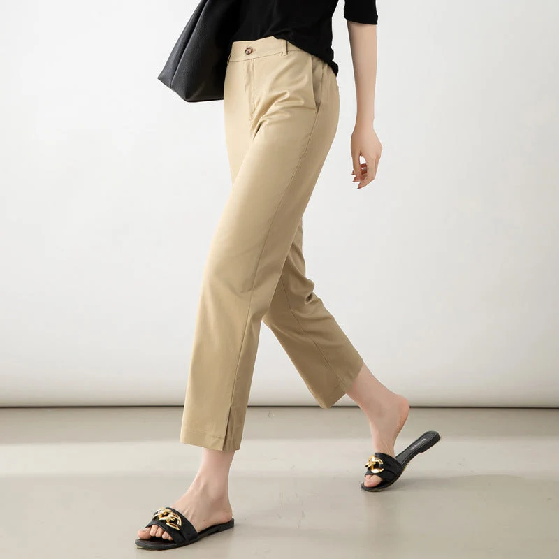 Damen elegante Cropped Stoffhose