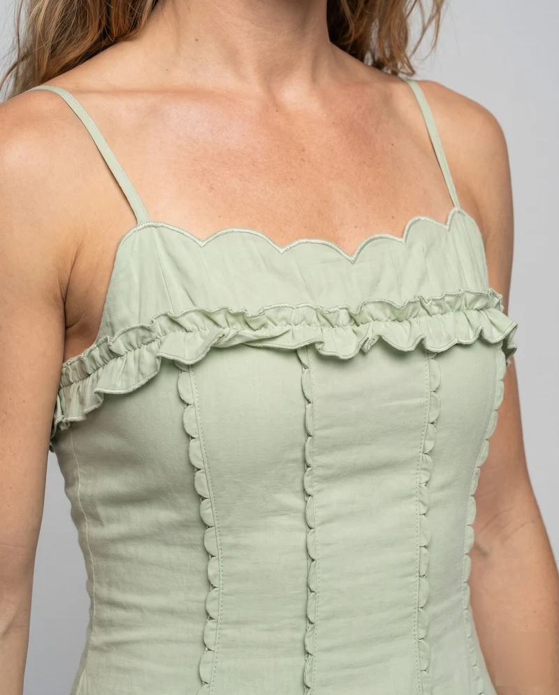 Damen Ballkleid Geformte Korsage Rüschenkante Tellerrock