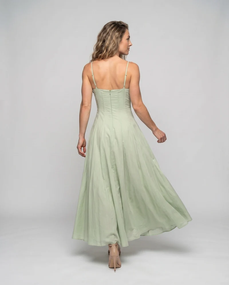 Damen Ballkleid Geformte Korsage Rüschenkante Tellerrock