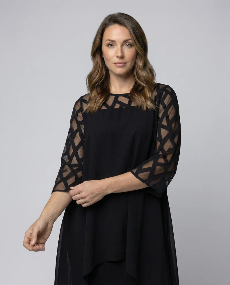 Damen geometrisches Chiffon-Überwurfkleid