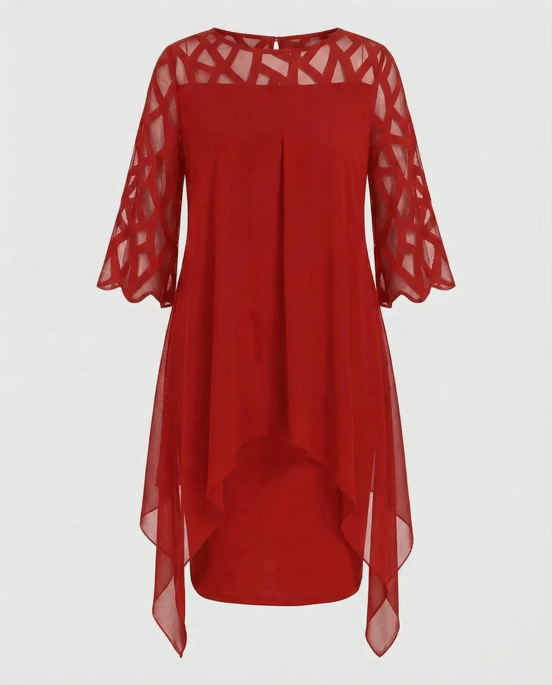 Damen geometrisches Chiffon-Überwurfkleid